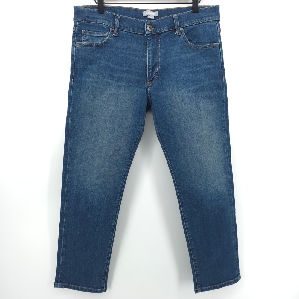 Ash & Erie Mens Jeans 33x27 Blue Essential Stretch Slim Straight Denim